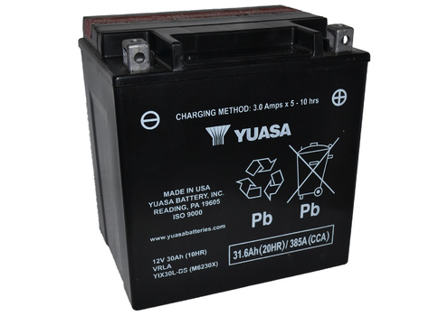 Аккумулятор 30Ач "YUASA AGM YIX30L-BS-PW" О.П. 166х126х175 с проставкой 17мм