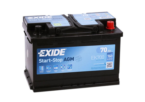 Аккумулятор 70Ач "EXIDE AGM" О.П. 278х175х190