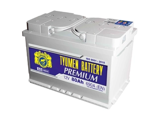 Аккумулятор 80Ач "TYUMEN PREMIUM" О.П. 306х175х190
