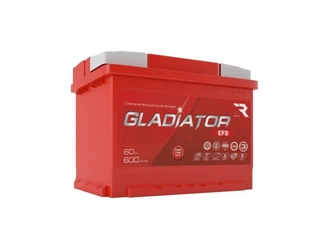 Аккумулятор 60Ач "GLADIATOR EFB" П.П. 242х175х190 уценка