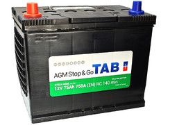 Аккумулятор 75Ач "TAB POLAR JIS AGM" П.П. 261х173х220