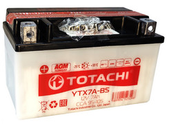 Аккумулятор 7Ач "TOTACHI AGM YTX7A-BS" П.П. 150х87х93