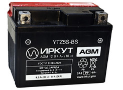 Аккумулятор 4,2Ач "ИРКУТ AGM YTZ5S-BS" О.П. 114х71х86