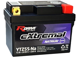 Аккумулятор 4,2Ач "RDrive eXtremal NATRIUM YTZ5S" О.П. 113х70х105